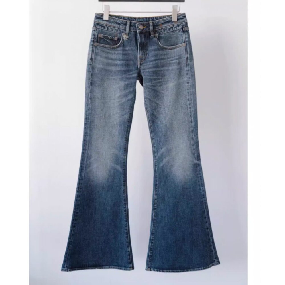 R13 Blue Flared Wide-Leg Jeans - Picture 5 of 10